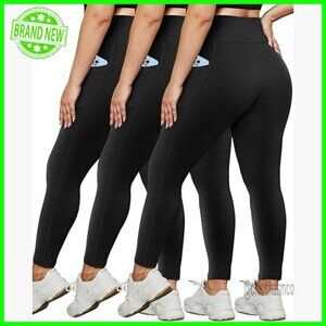 Plus Size High Waist Leggings 3 Pack Stretchy Workout Yoga Pants